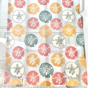 Ocean Sand Dollars Peva Shower Curtain with Metal Grommets Yellow Coral Blue